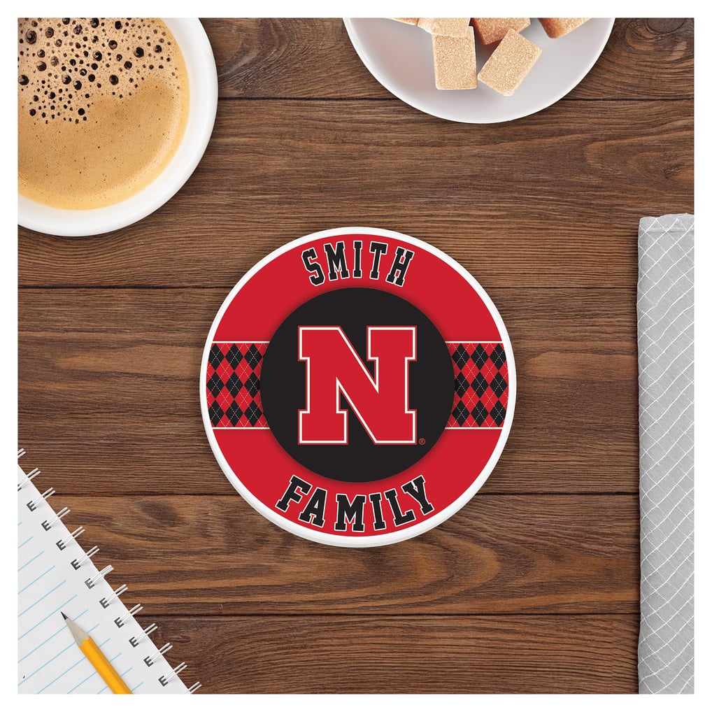 Nebraska Huskers 4" Personalized Circular Coasters 4-Pack Set