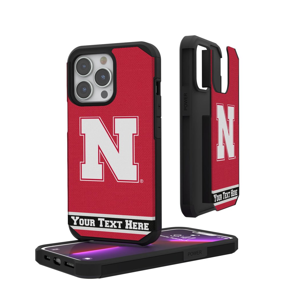 Nebraska Huskers iPhone Stripe Logo Personalized Rugged Case