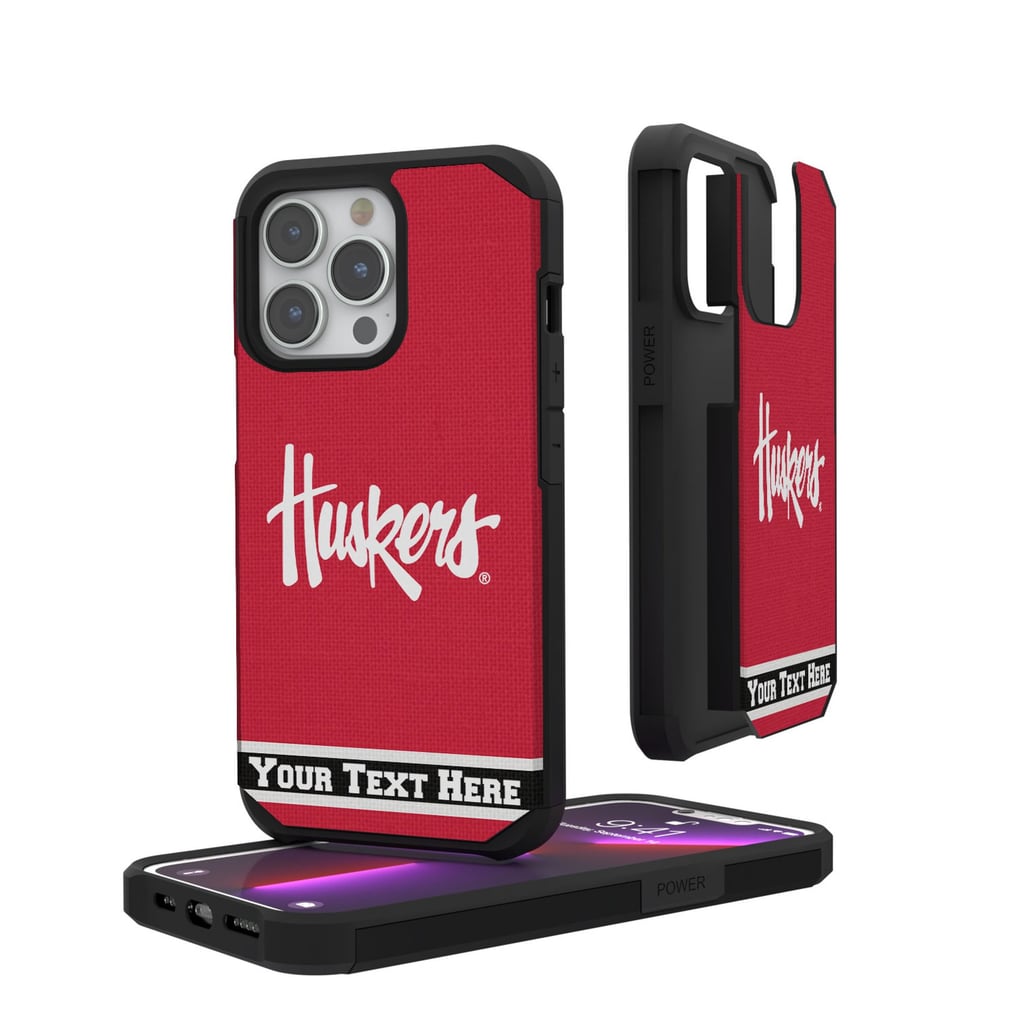 Nebraska Huskers iPhone Stripe Personalized Rugged Case