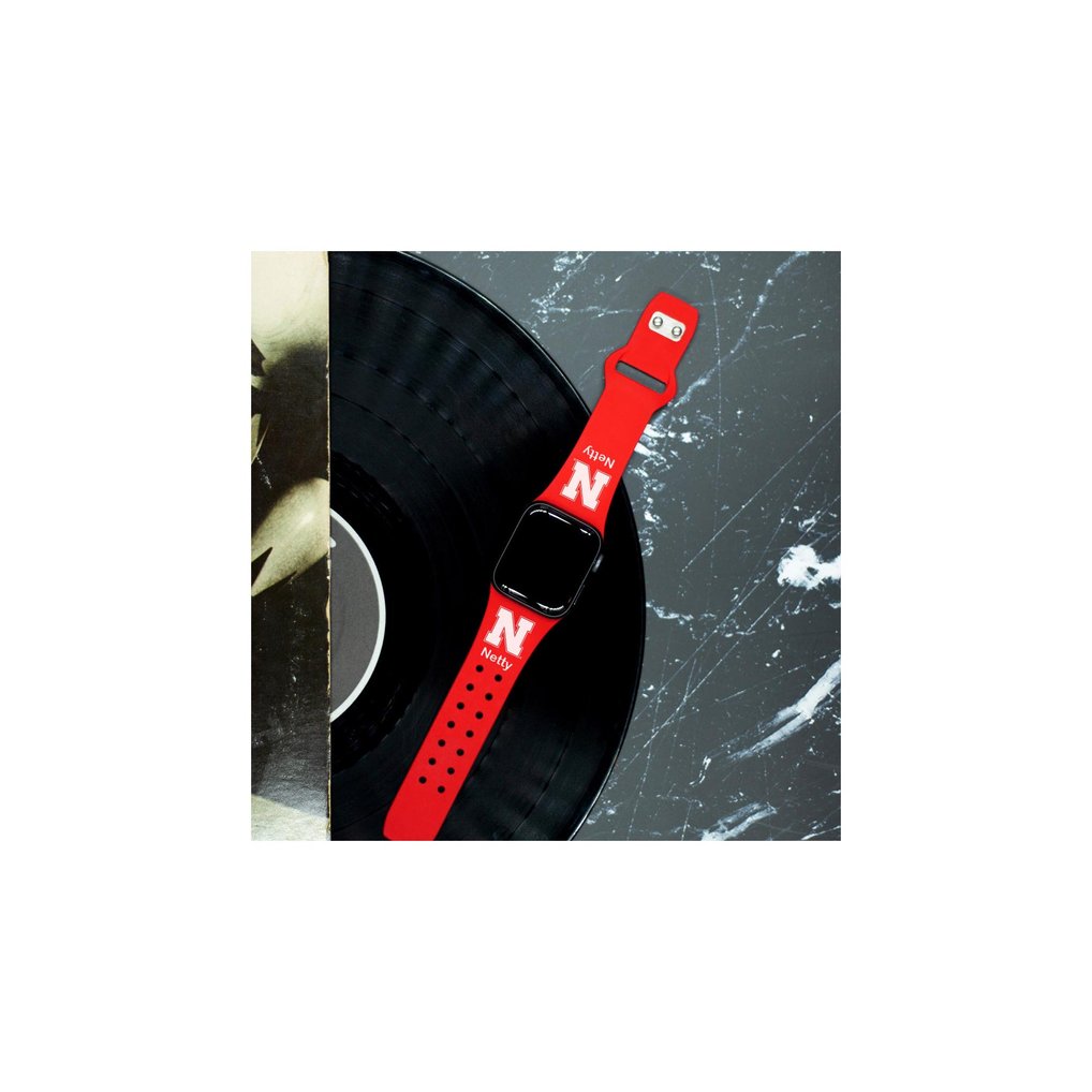 Nebraska Huskers Personalized Silicone Apple Watch Band