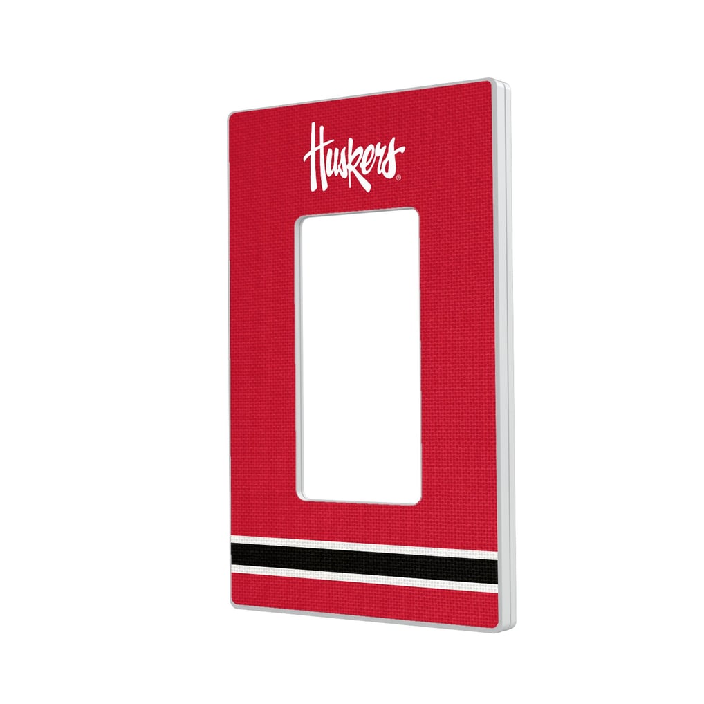 Nebraska Huskers Stripe Design Single Rocker Light Switch Plate
