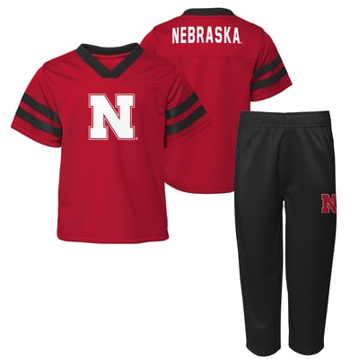 Nebraska Huskers Outerstuff Toddler Red Zone Two-Piece V-Neck Top and Pants Set - Scarlet/Black