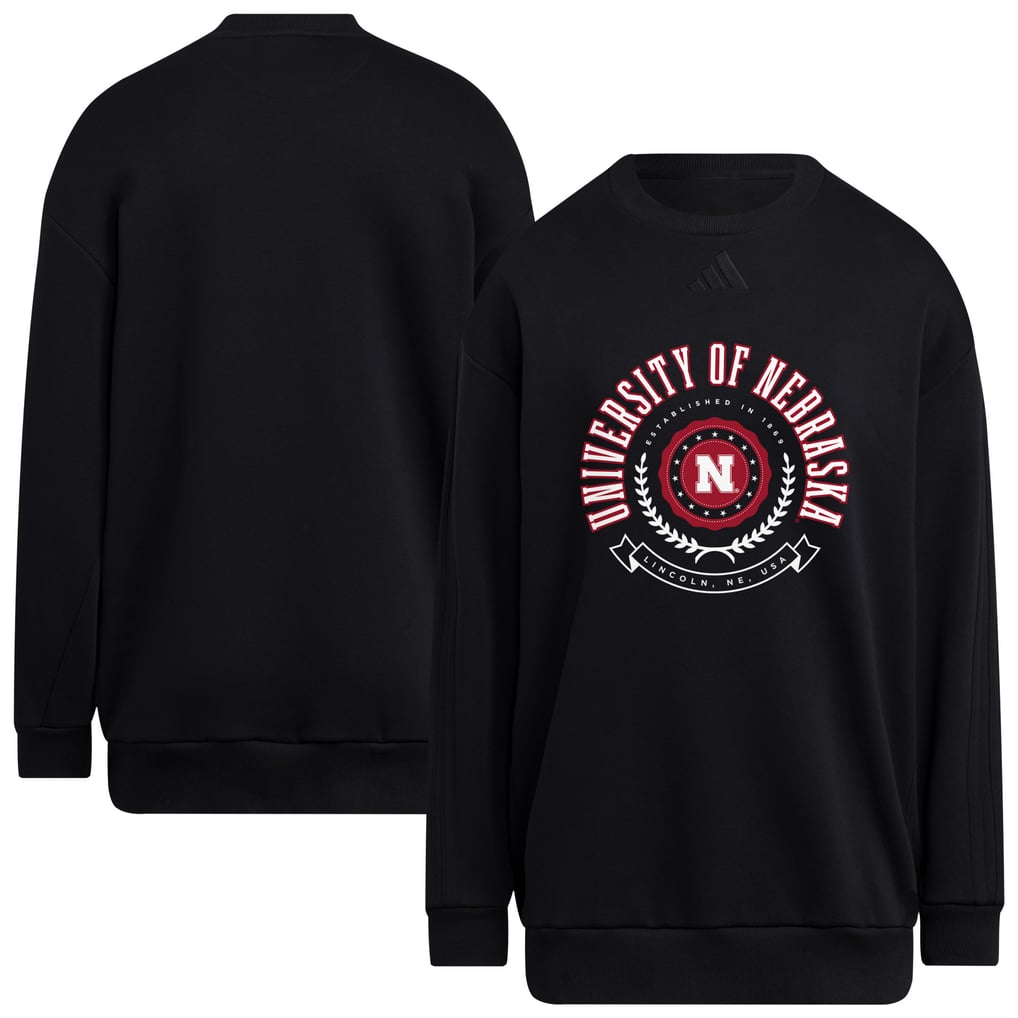Nebraska Huskers adidas Women's Oversized Crewneck Pullover - Black