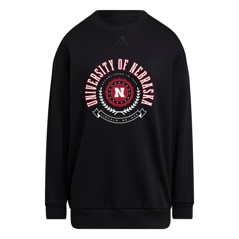 Nebraska Huskers adidas Women's Oversized Crewneck Pullover - Black