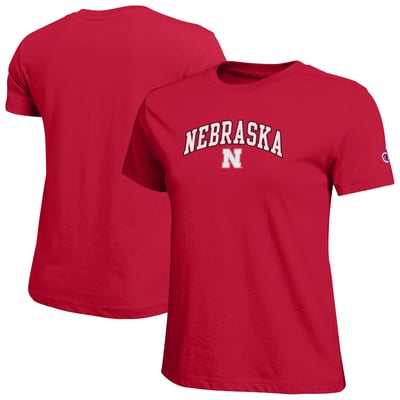  Nebraska Huskers Champion Women's Arched Over Logo T-Shirt - Scarlet