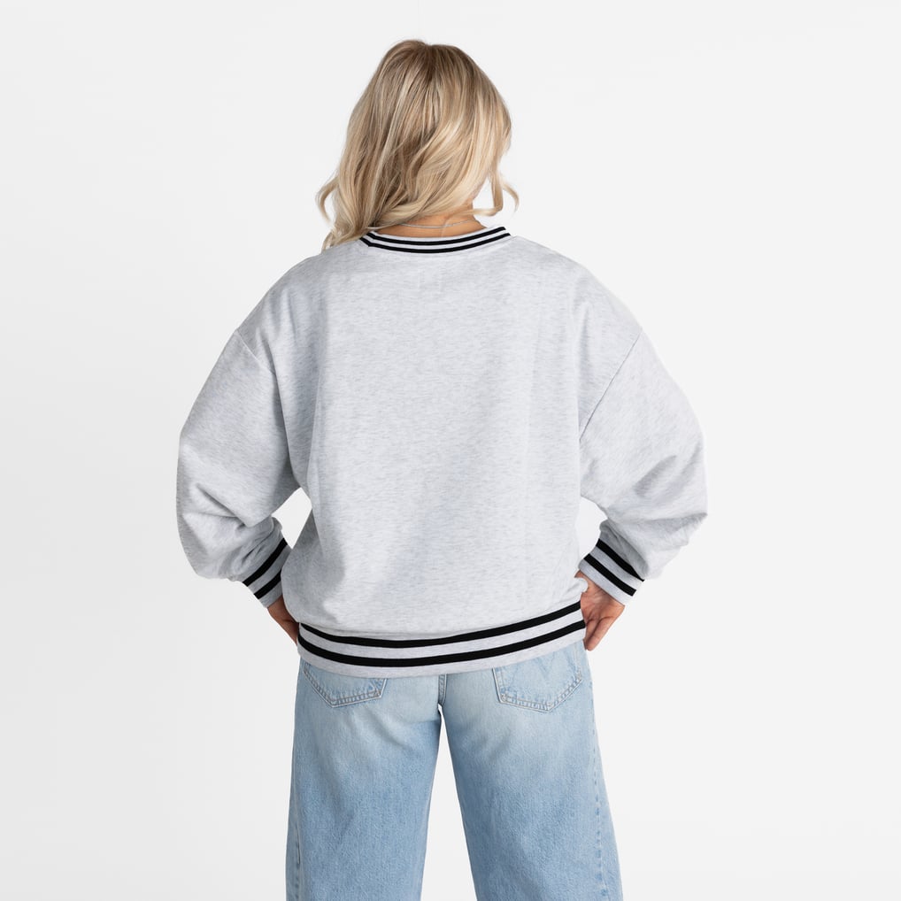 Nebraska Huskers Gameday Couture Women's Oversized Showdown Ringer Stripe Sweatshirt - Gray