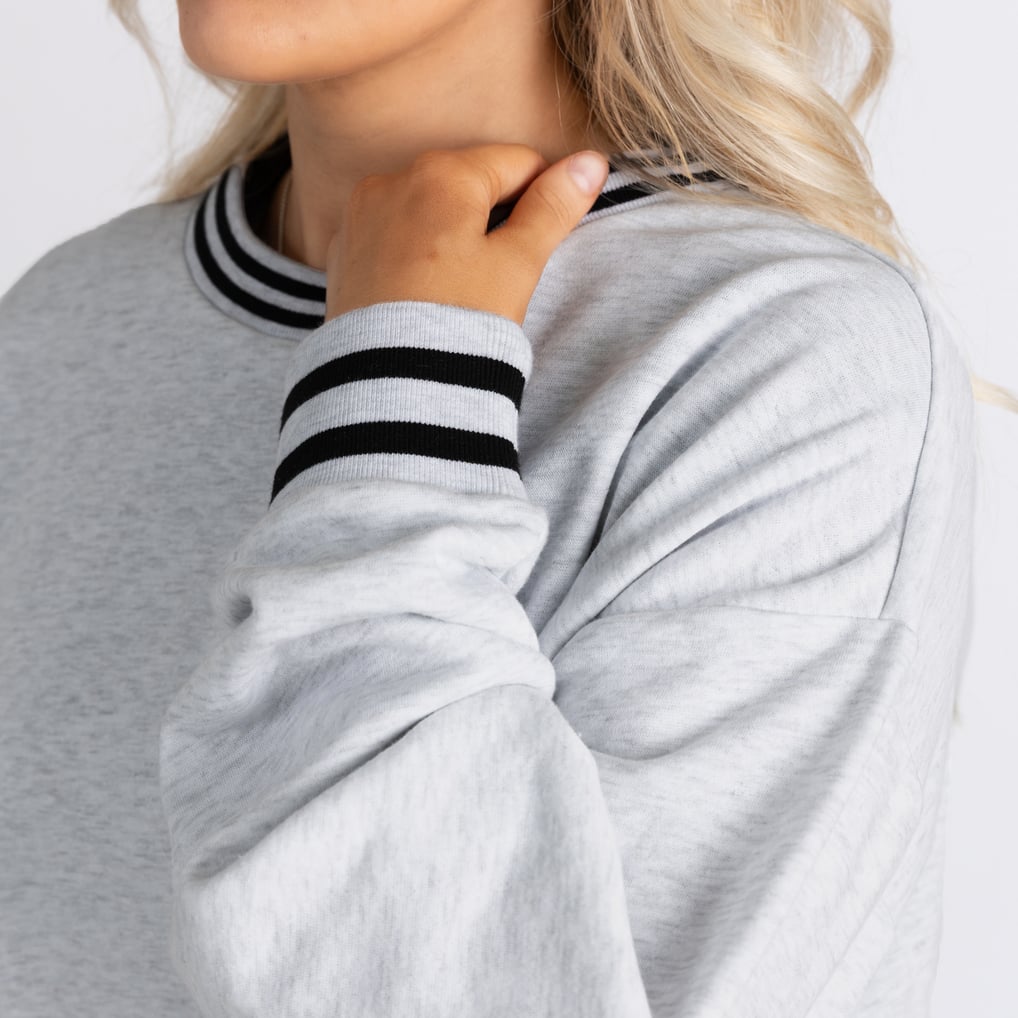 Nebraska Huskers Gameday Couture Women's Oversized Showdown Ringer Stripe Sweatshirt - Gray