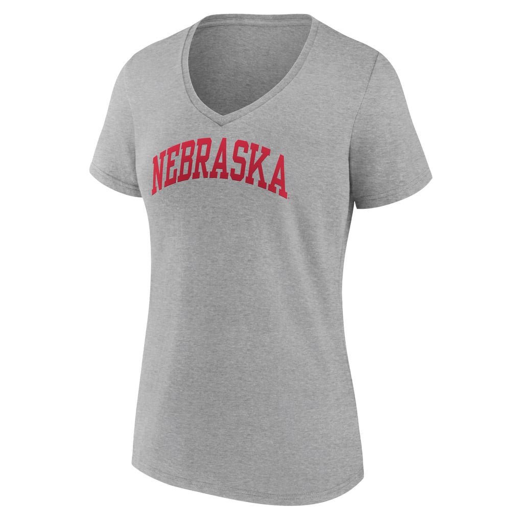 Nebraska Huskers Women's Basic Arch V-Neck T-Shirt - Gray