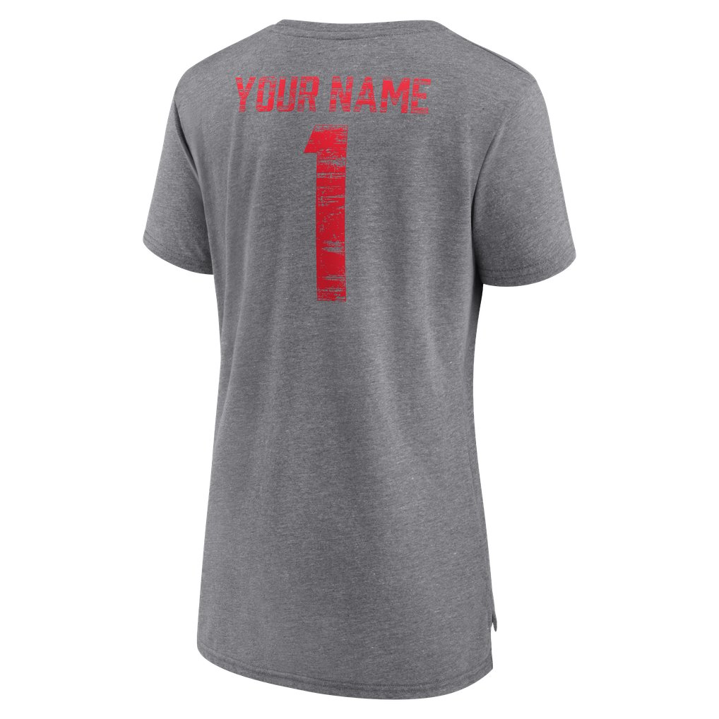  Nebraska Huskers Women's Personalized Heritage Any Name Tri-Blend T-Shirt - Gray