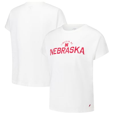 Nebraska Huskers League Collegiate Wear Women's Slub Rolled Cuff T-Shirt - White