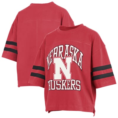 Nebraska Huskers Pressbox Women's Wayne Tyler Cropped T-Shirt - Scarlet