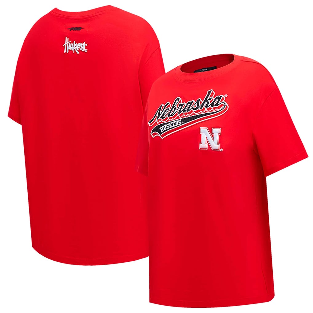 Nebraska Huskers Pro Standard Women's Script Tail Oversized Boyfriend T-Shirt - Scarlet