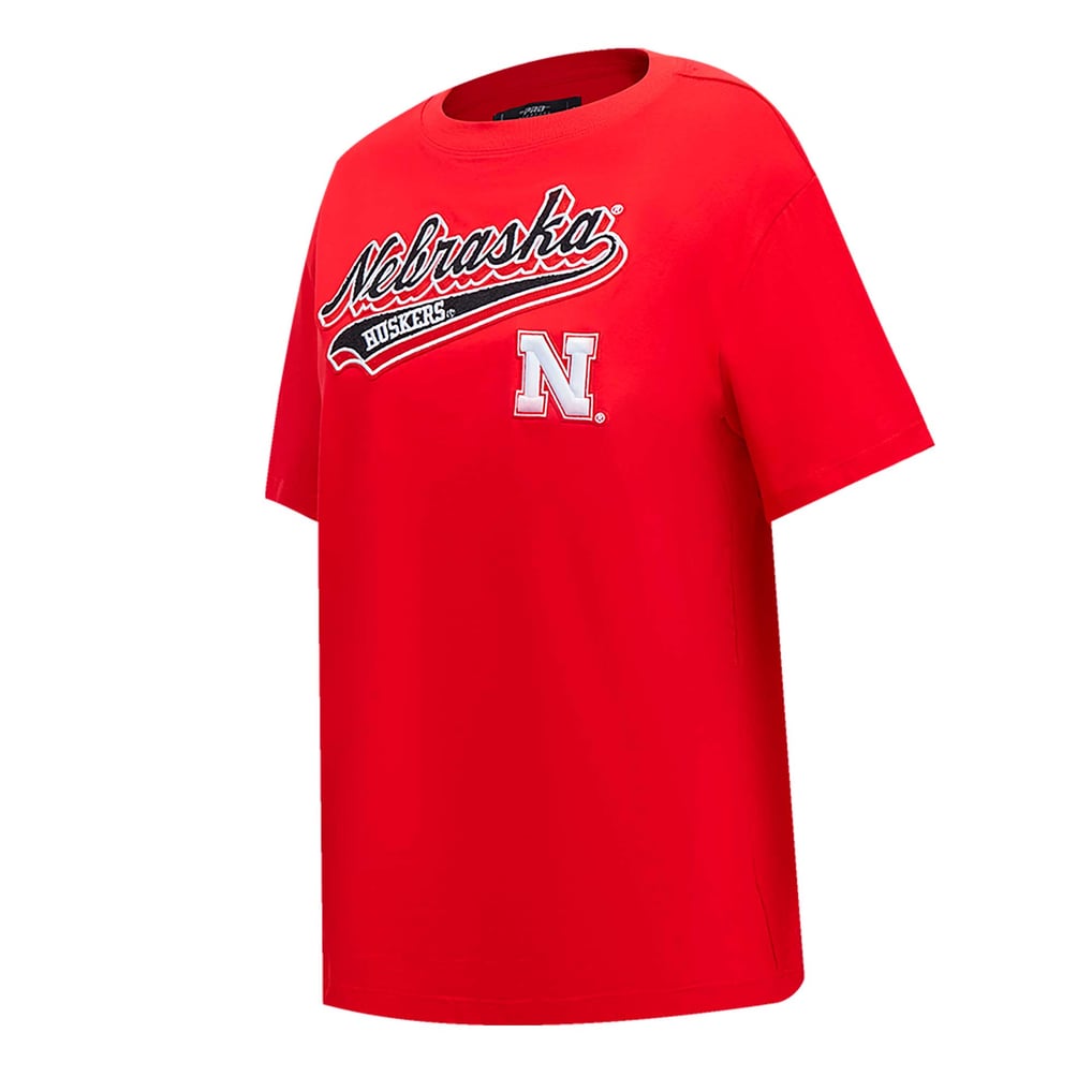 Nebraska Huskers Pro Standard Women's Script Tail Oversized Boyfriend T-Shirt - Scarlet