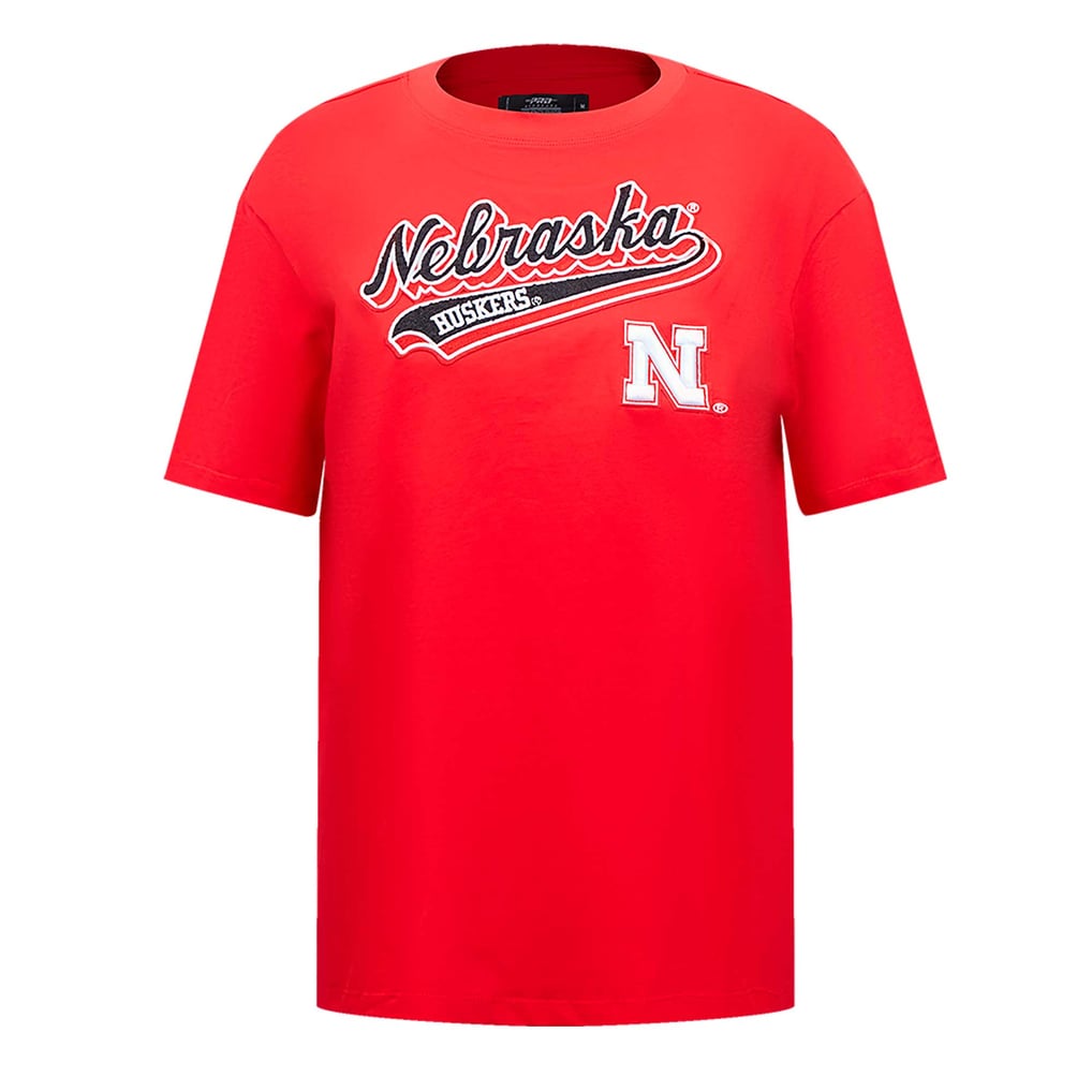Nebraska Huskers Pro Standard Women's Script Tail Oversized Boyfriend T-Shirt - Scarlet