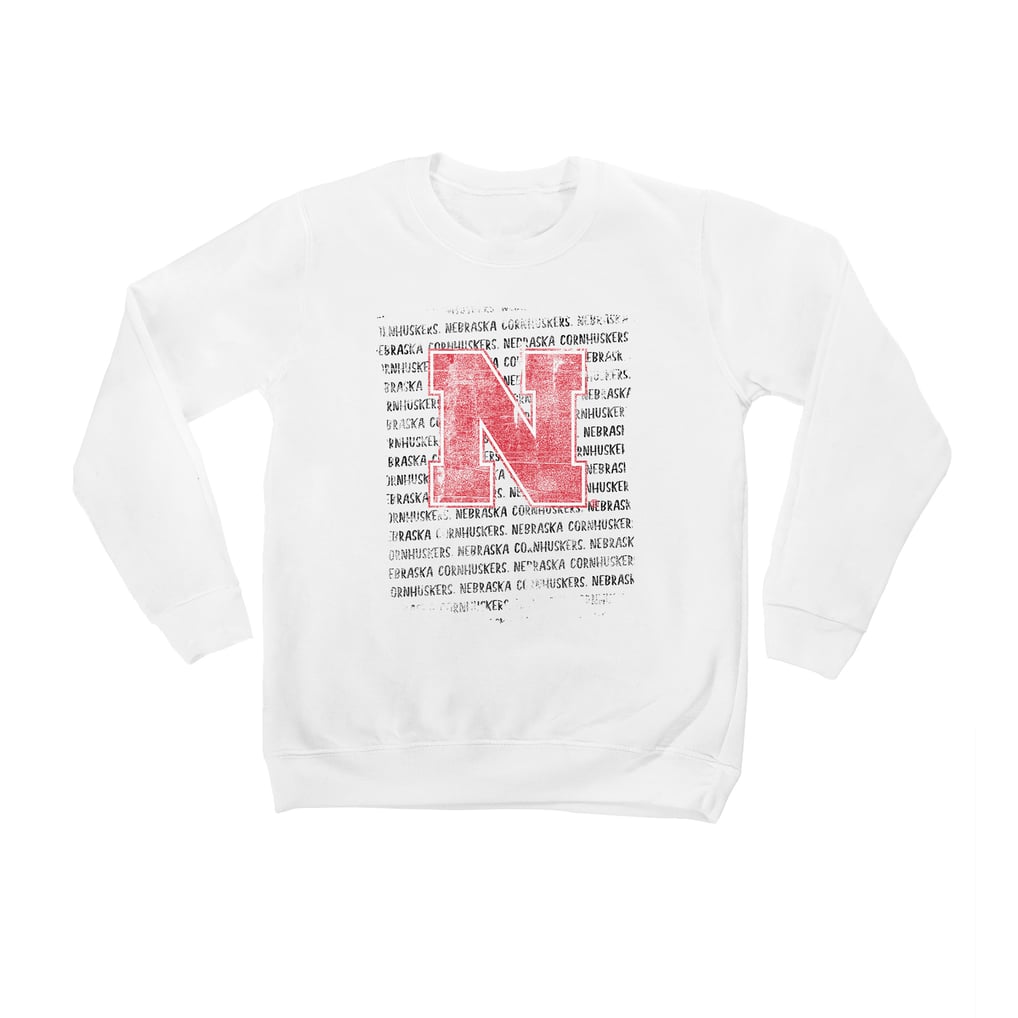 Nebraska Huskers Youth Bold Type Pullover Sweatshirt - White