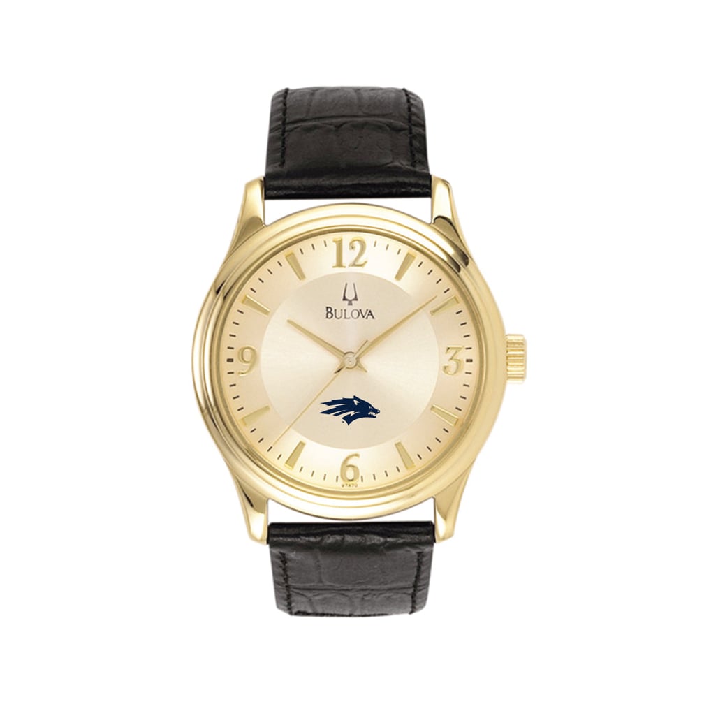 Nevada Wolf Pack Stainless Steel Watch with Leather Band - Gold/Black
