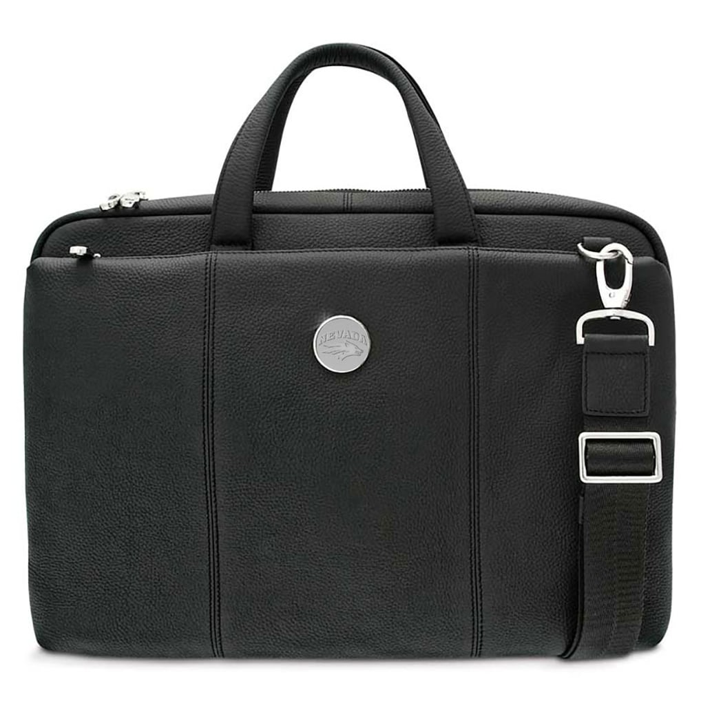 Nevada Wolf Pack Leather Briefcase - Silver
