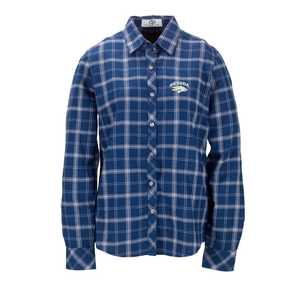 Nevada Wolf Pack Women's Brewer Flannel Button-Down Long Sleeve Shirt - Navy
