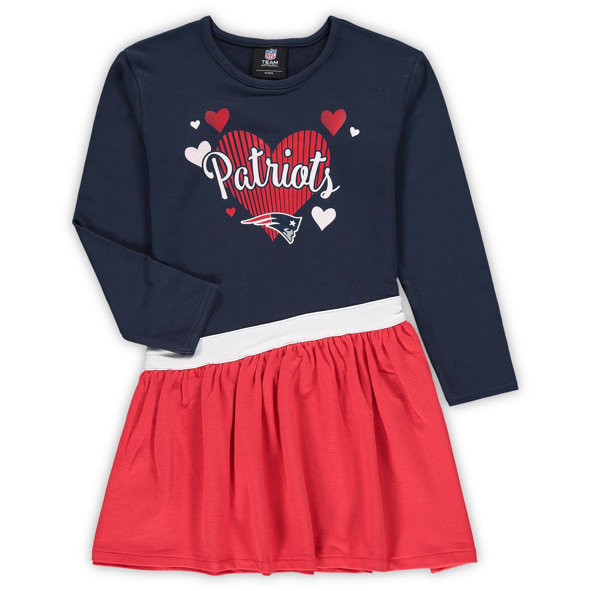 patriots jersey dress New England Girls Preschool All Hearts Tri-Blend mesh fabric dress