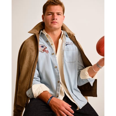 New England Patriots Abercrombie & Fitch Denim Long Sleeve Button-Up Shirt - Blue