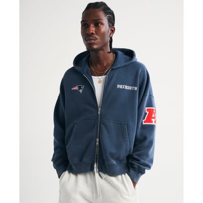 New England Patriots Abercrombie & Fitch  Fleece Full-Zip Hoodie - Navy