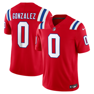 Christian Gonzalez New England Patriots Nike Alternate Vapor F.U.S.E. Stitched Limited Jersey - Red