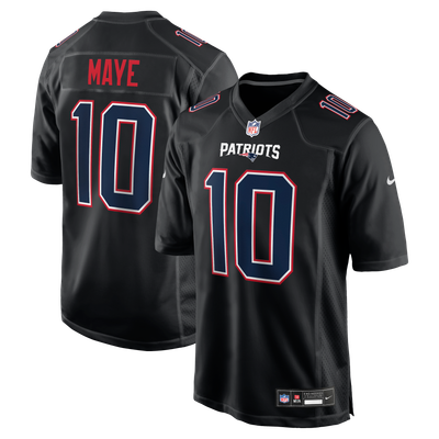 Drake Maye New England Patriots Nike Fashion Game Jersey - Carbon Black
