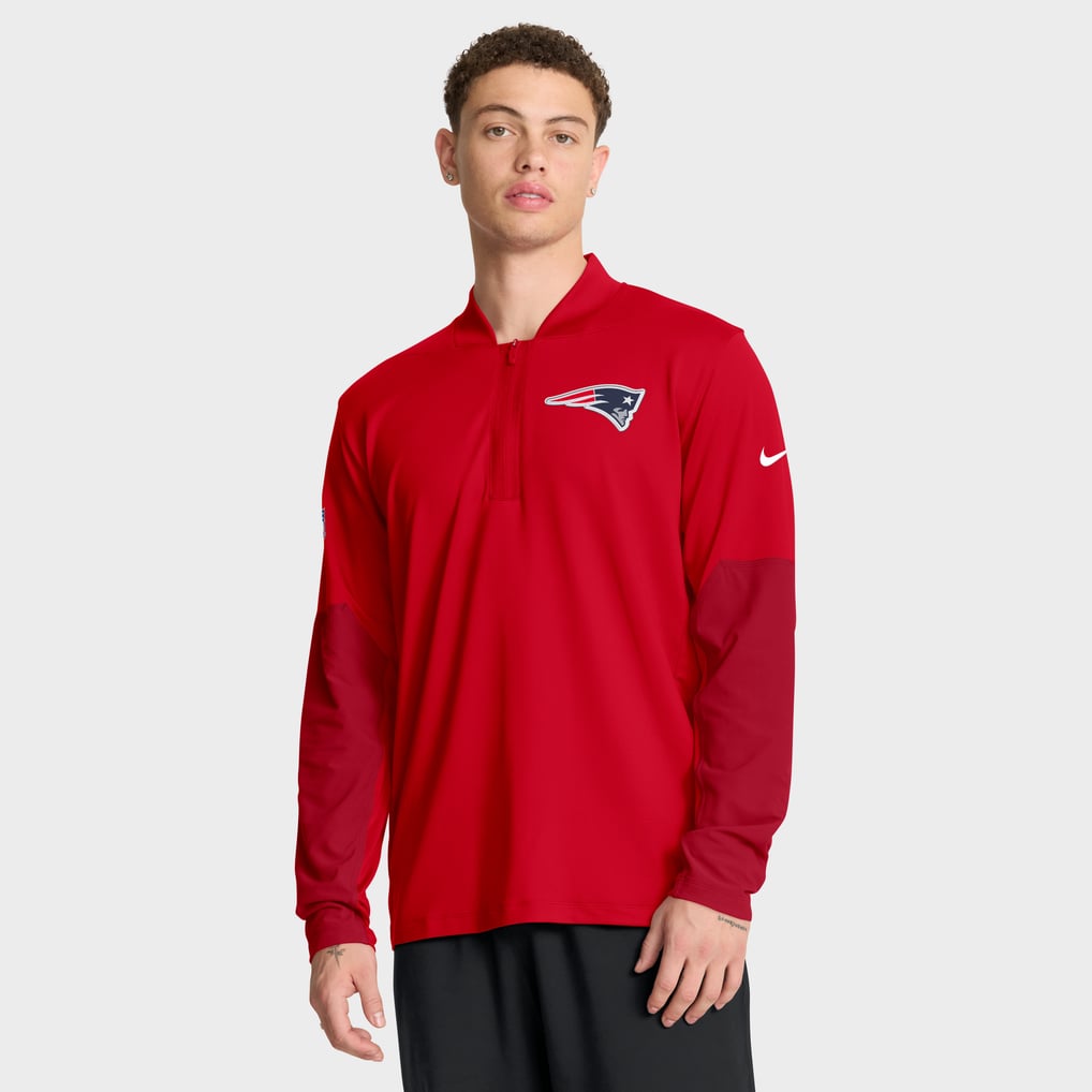 New England Patriots Nike Sideline Dri-FIT Half-Zip Pullover - Red