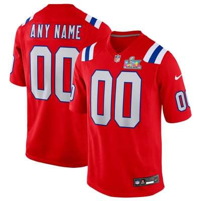  New England Patriots Nike Super Bowl LX Patch Custom Game Jersey - Red