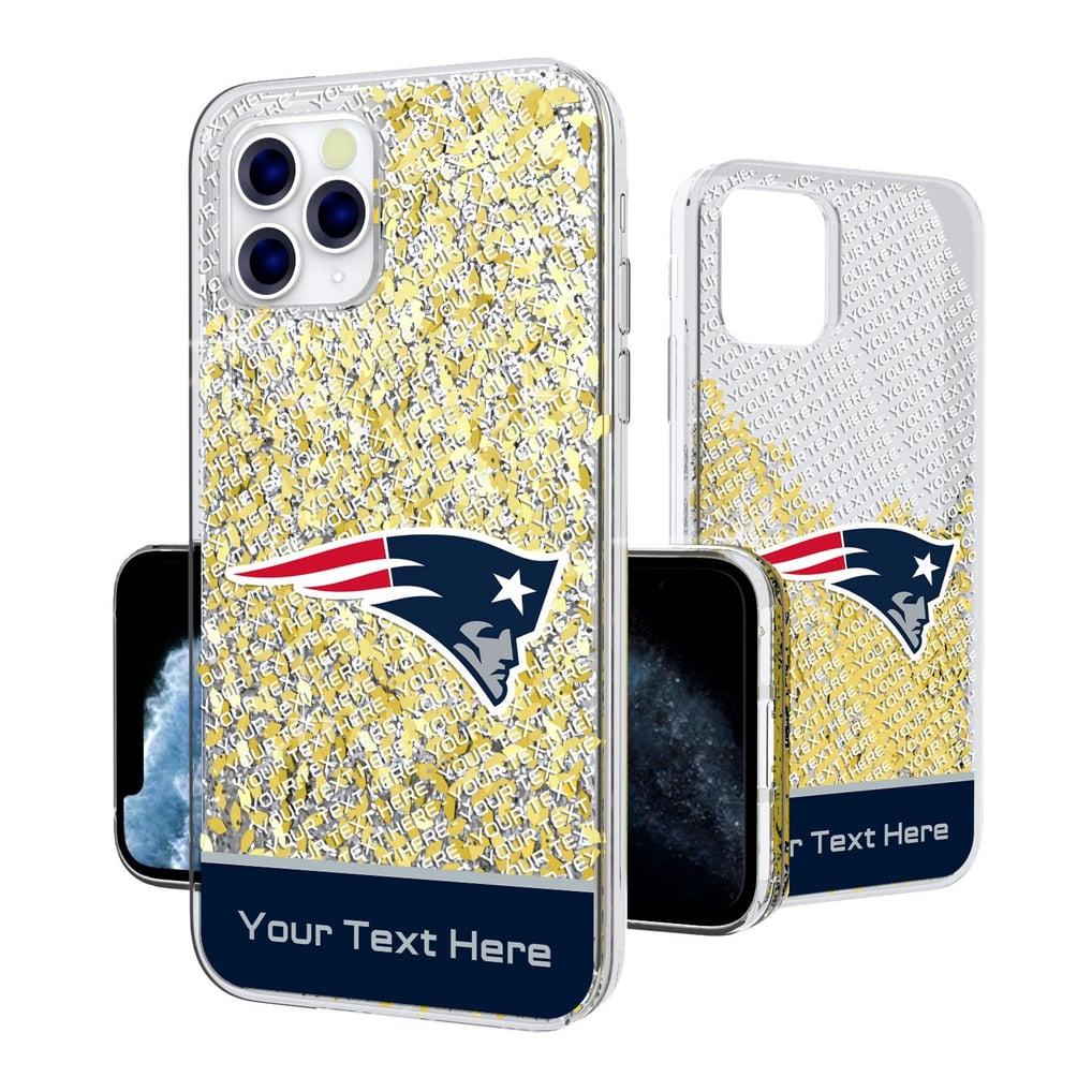 New England Patriots Personalized Endzone Plus Design iPhone Glitter Phone Case