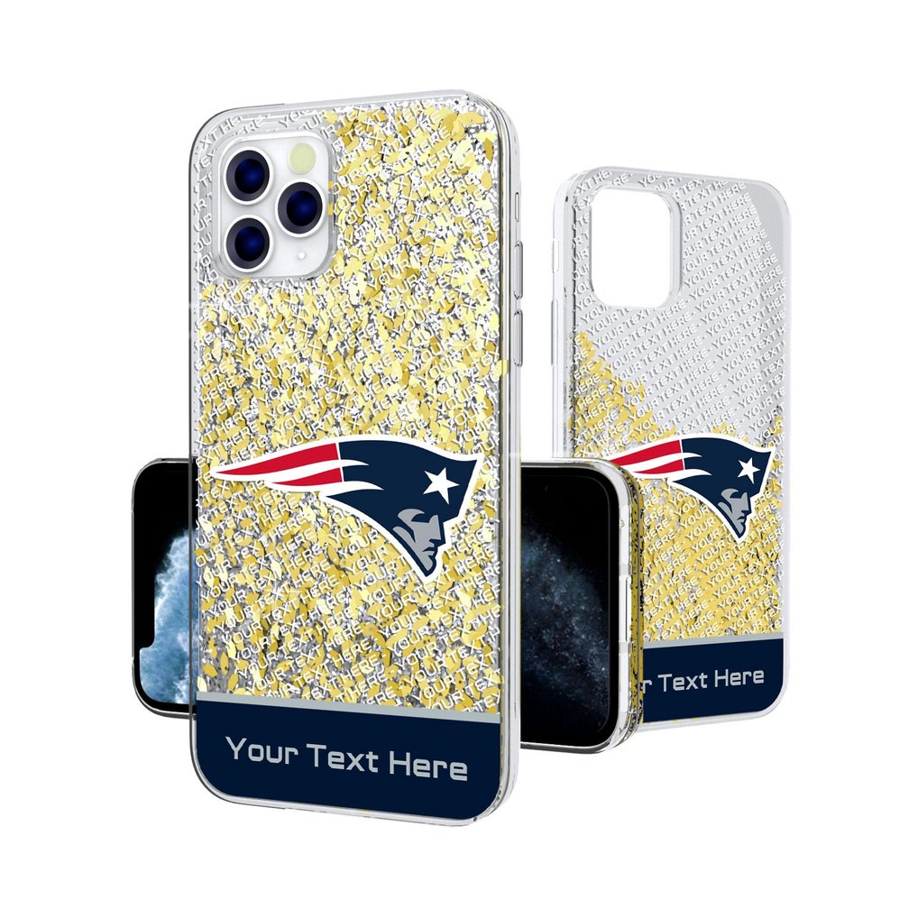New England Patriots Personalized Endzone Plus Design iPhone Glitter Phone Case