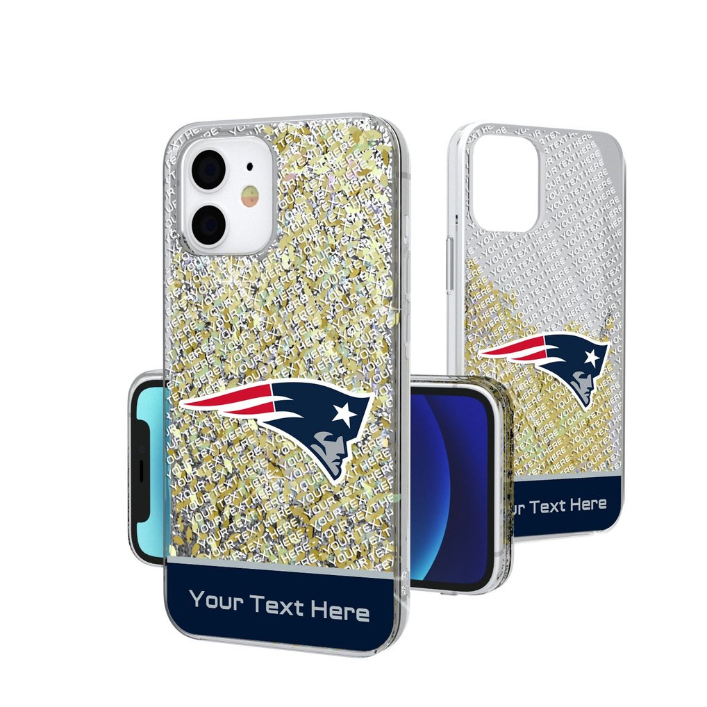 New England Patriots Personalized Endzone Plus Design iPhone Glitter Phone Case