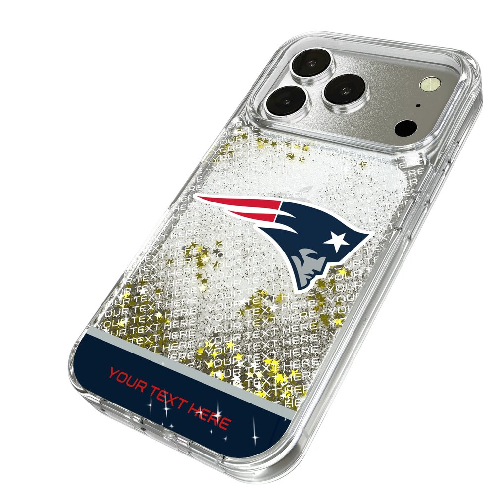 New England Patriots Personalized Endzone Plus Design iPhone Glitter Phone Case