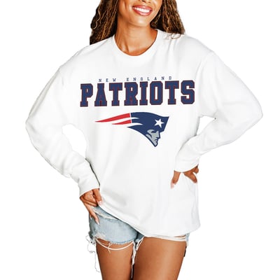 New England Patriots Gameday Couture Women's Big Goals Oversized Long Sleeve T-Shirt - White