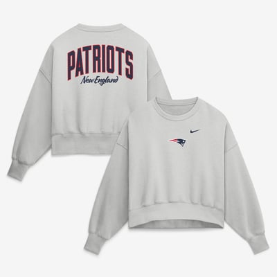  New England Patriots Nike Women's Oversized Primetime Phoenix Fleece Sweatshirt - Gray