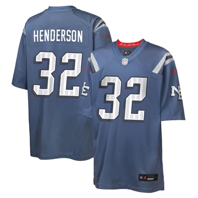 TreVeyon Henderson New England Patriots Nike Youth Rivalries Collection Game Jersey - Blue