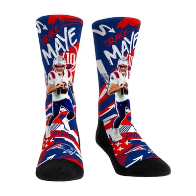 Drake Maye New England Patriots Rock Em Socks Youth Playmaker Crew Socks