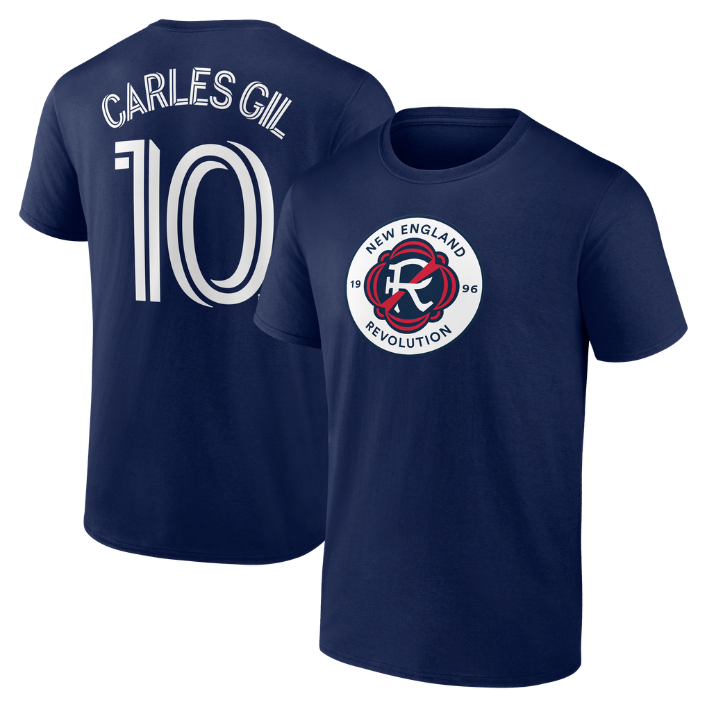 Carles Gil New England Revolution Authentic Stack Name & Number T-Shirt - Navy