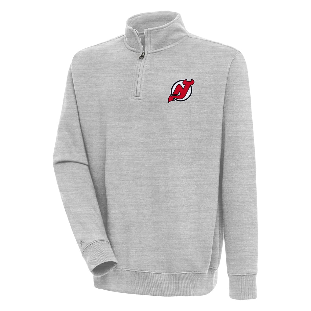  New Jersey Devils Antigua Victory Quarter-Zip Pullover Top - Heather Gray