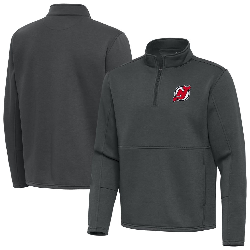 New Jersey Devils Antigua Twist Quarter-Zip Pullover Jacket - Pewter