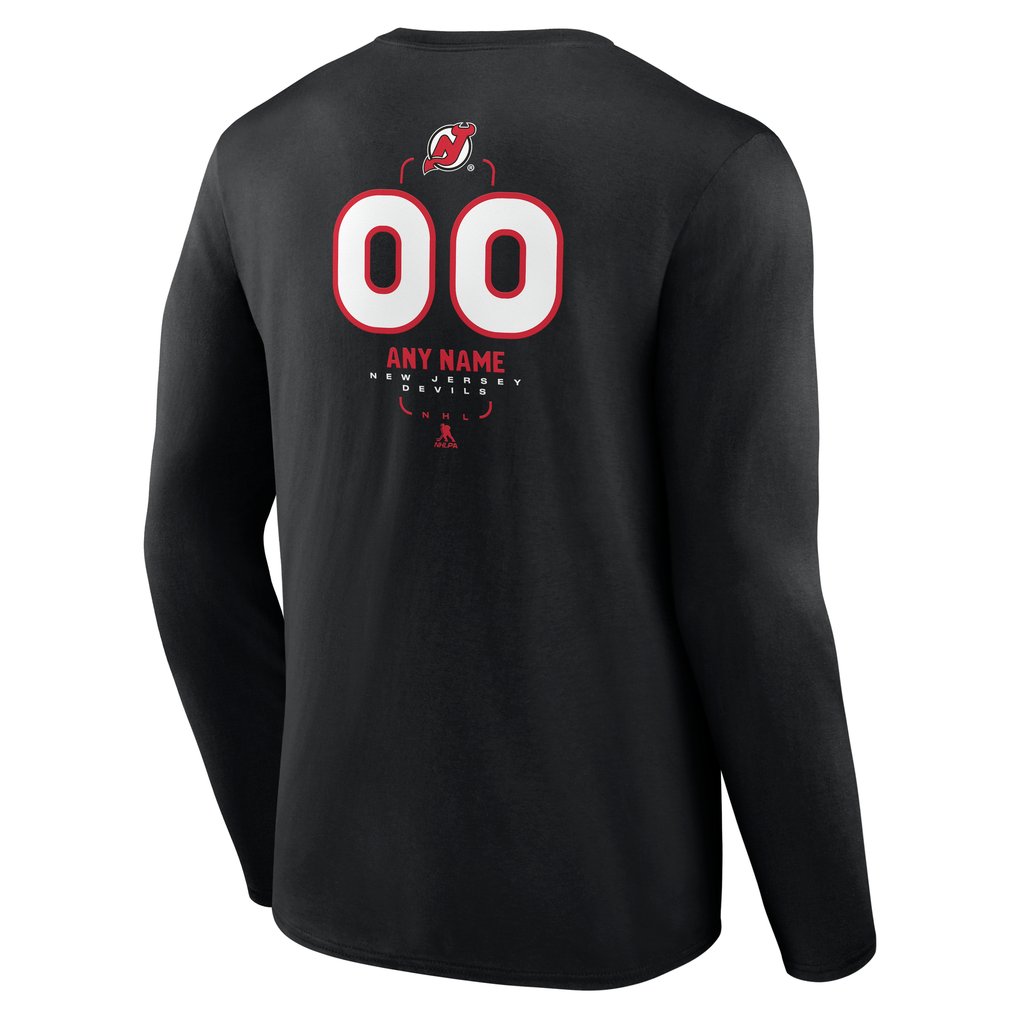 New Jersey Devils Personalized Name & Number Midfielder Long Sleeve T-Shirt - Black