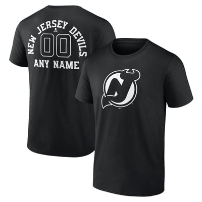  New Jersey Devils Personalized Name & Number Monochrome T-Shirt - Black