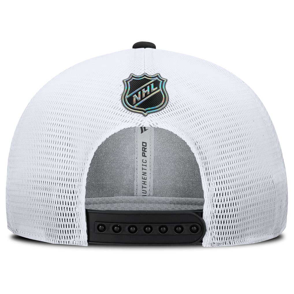 New Jersey Devils Fanatics Authentic Pro Rink Lockup Adjustable Trucker Hat - Black/White