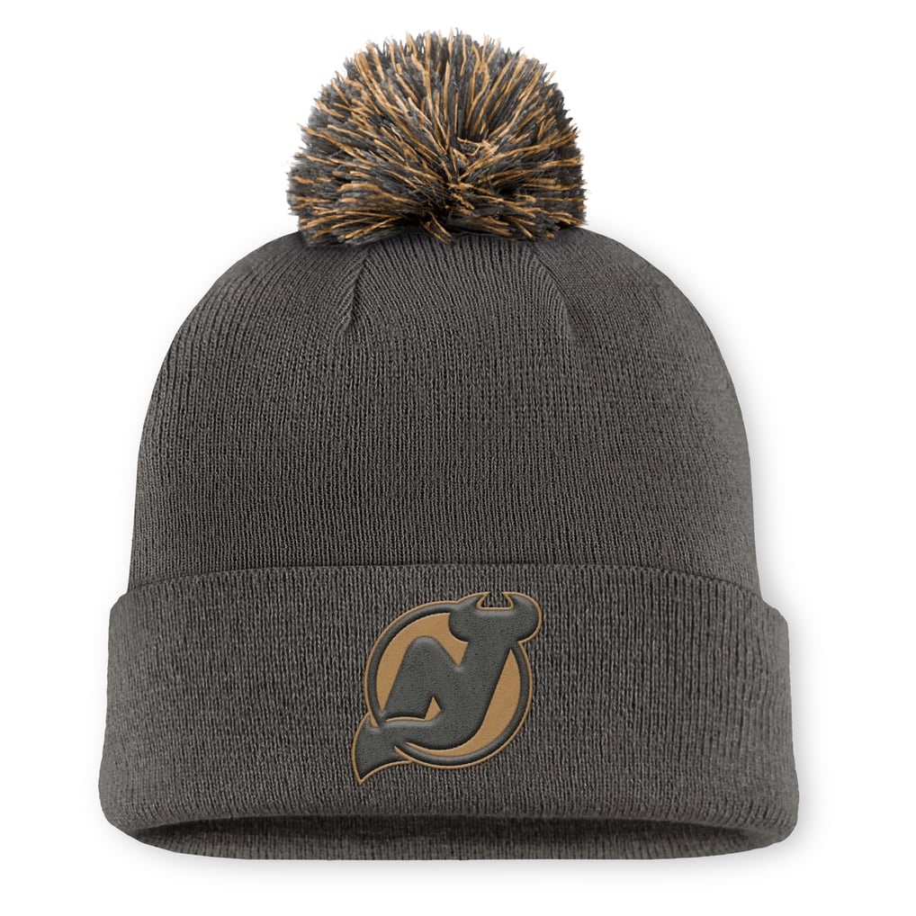  New Jersey Devils Fanatics Authentic Pro Military Appreciation Cuffed Knit Hat with Pom - Charcoal