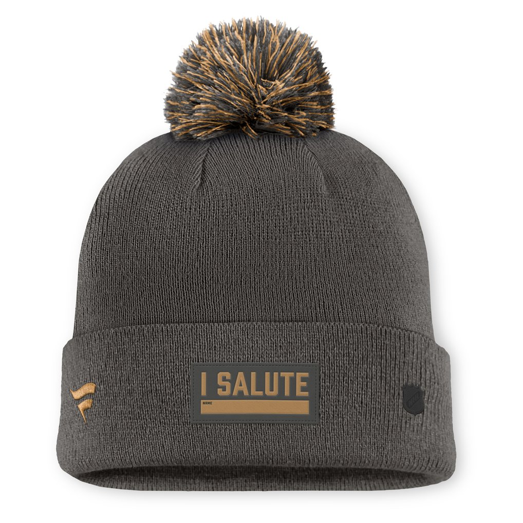  New Jersey Devils Fanatics Authentic Pro Military Appreciation Cuffed Knit Hat with Pom - Charcoal