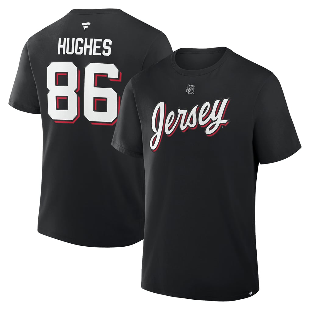 Jack Hughes New Jersey Devils Fanatics Authentic Stack Name & Number T-Shirt - Black
