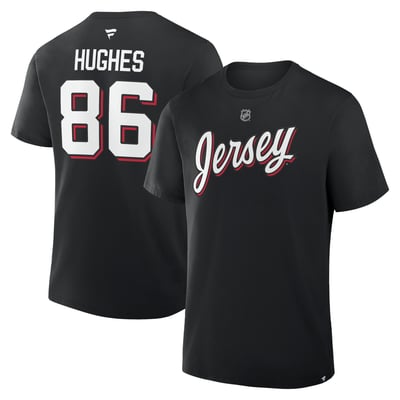 Jack Hughes New Jersey Devils Fanatics Authentic Stack Name & Number T-Shirt - Black