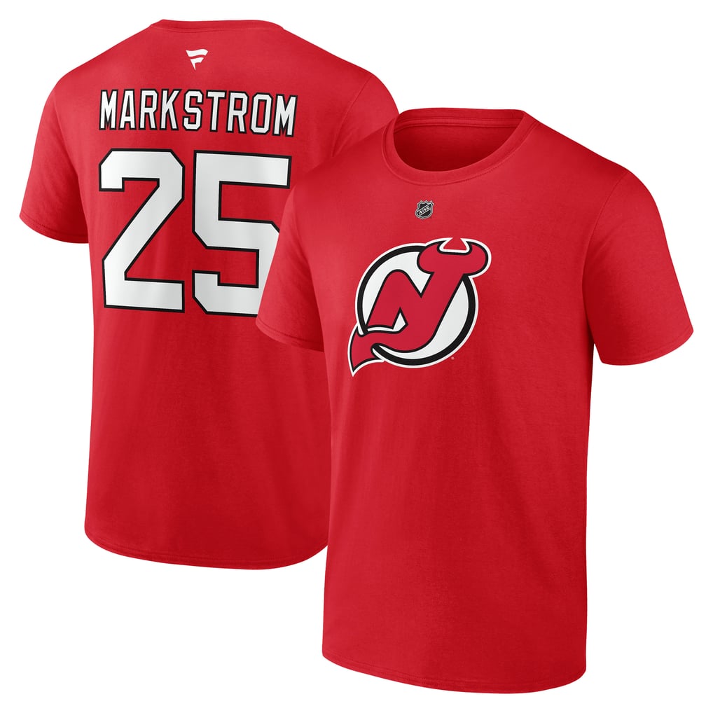 Jacob Markstrom New Jersey Devils Fanatics Authentic Stack Name & Number T-Shirt - Red