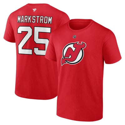 Jacob Markstrom New Jersey Devils Fanatics Authentic Stack Name & Number T-Shirt - Red