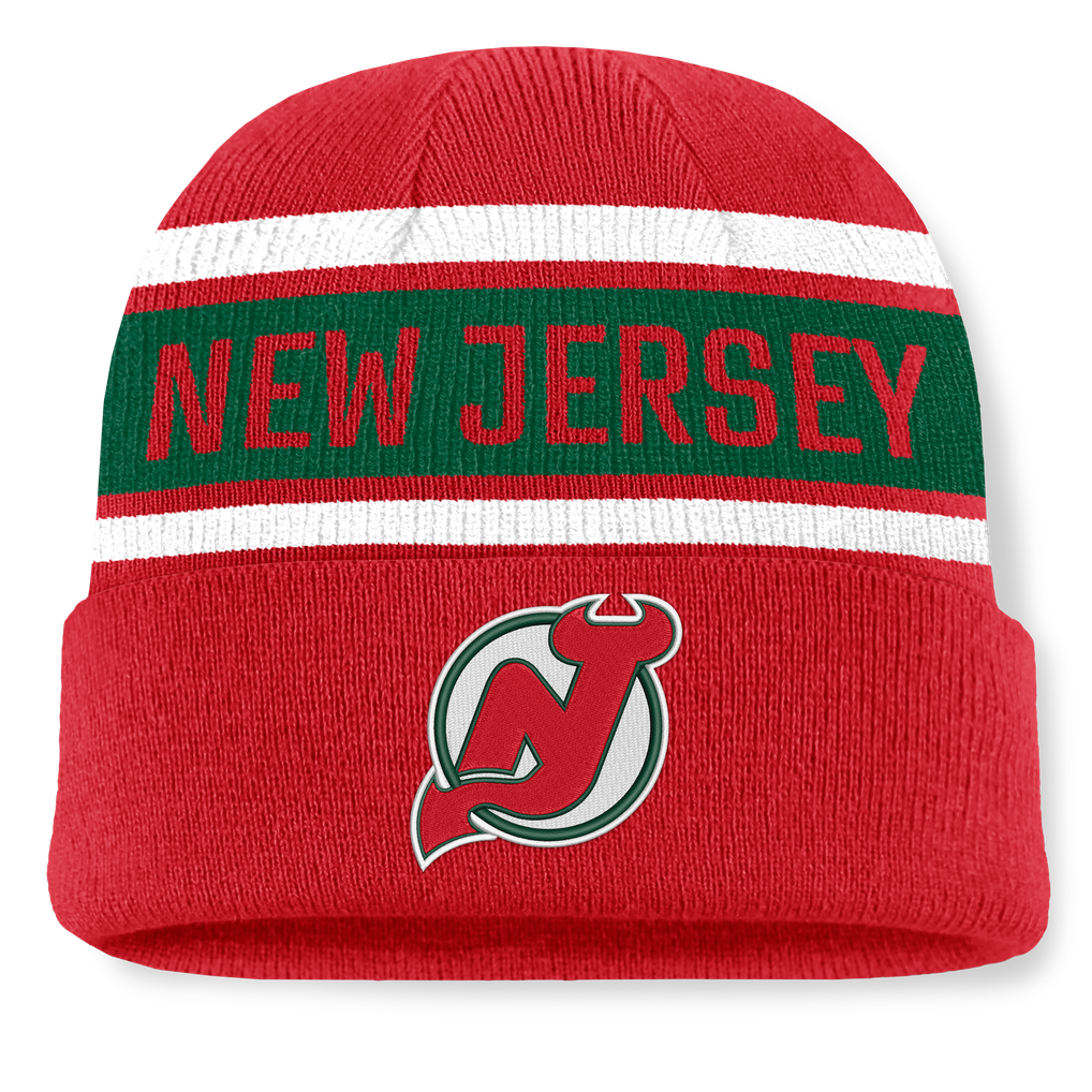 New Jersey Devils Fanatics Heritage Cuffed Knit Hat - Red/Green